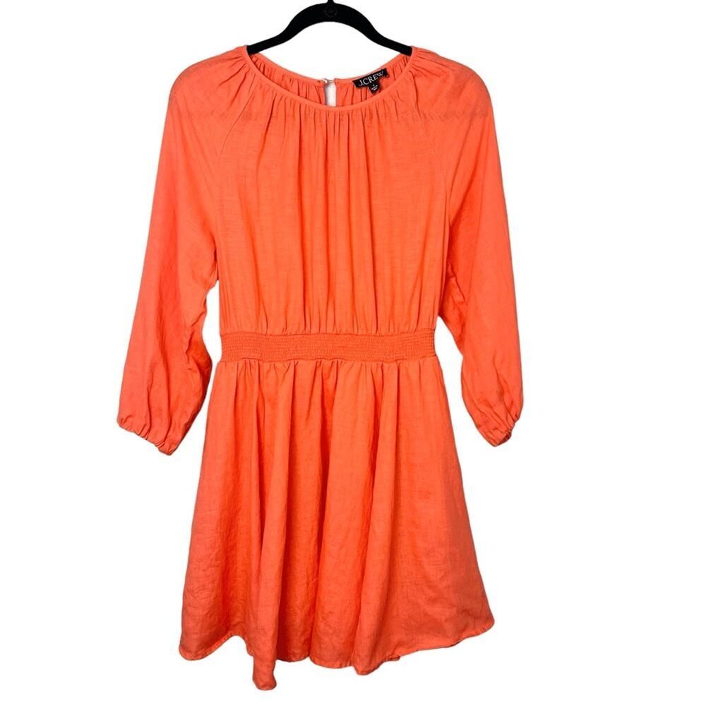 J. Crew Palermo Smocked-Waist Linen Mini Dress Sz S